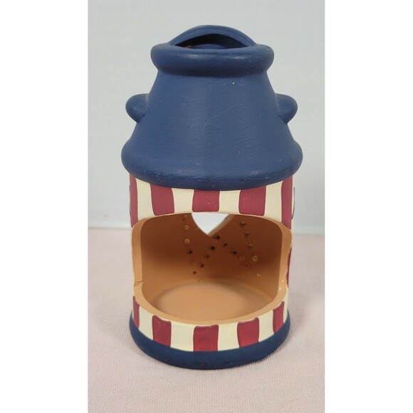 Candle Holder, Clay, Patriotic Star Stripes Red White Blue Independence Day - Picture 3 of 9